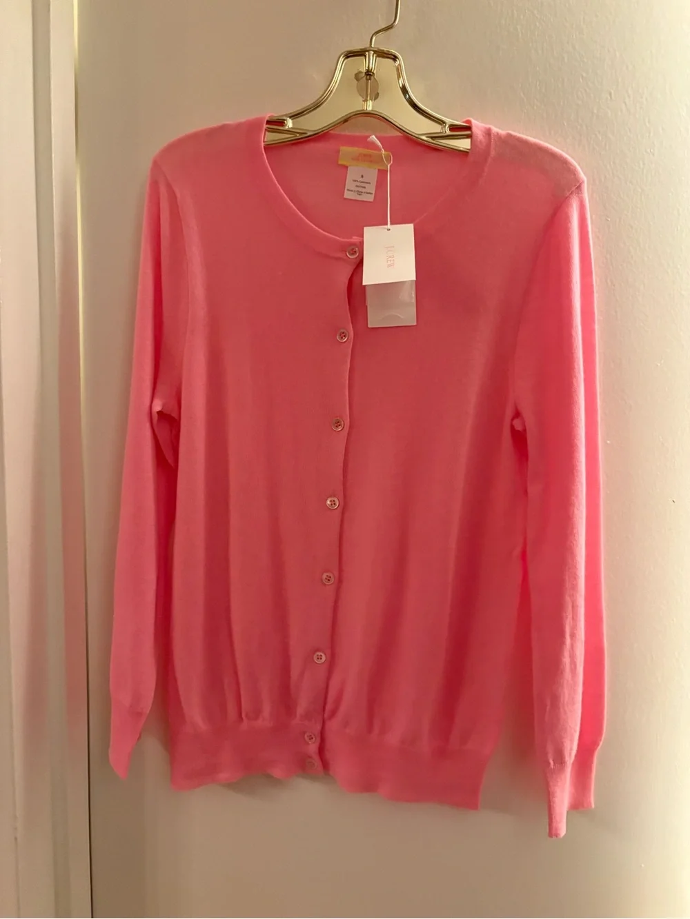 J. Crew Pink Button-Front Cotton-Blend Cardigan